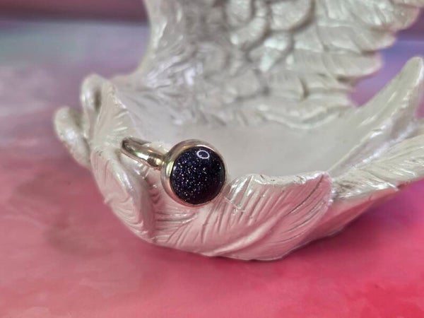 Blauwe goudsteen ring