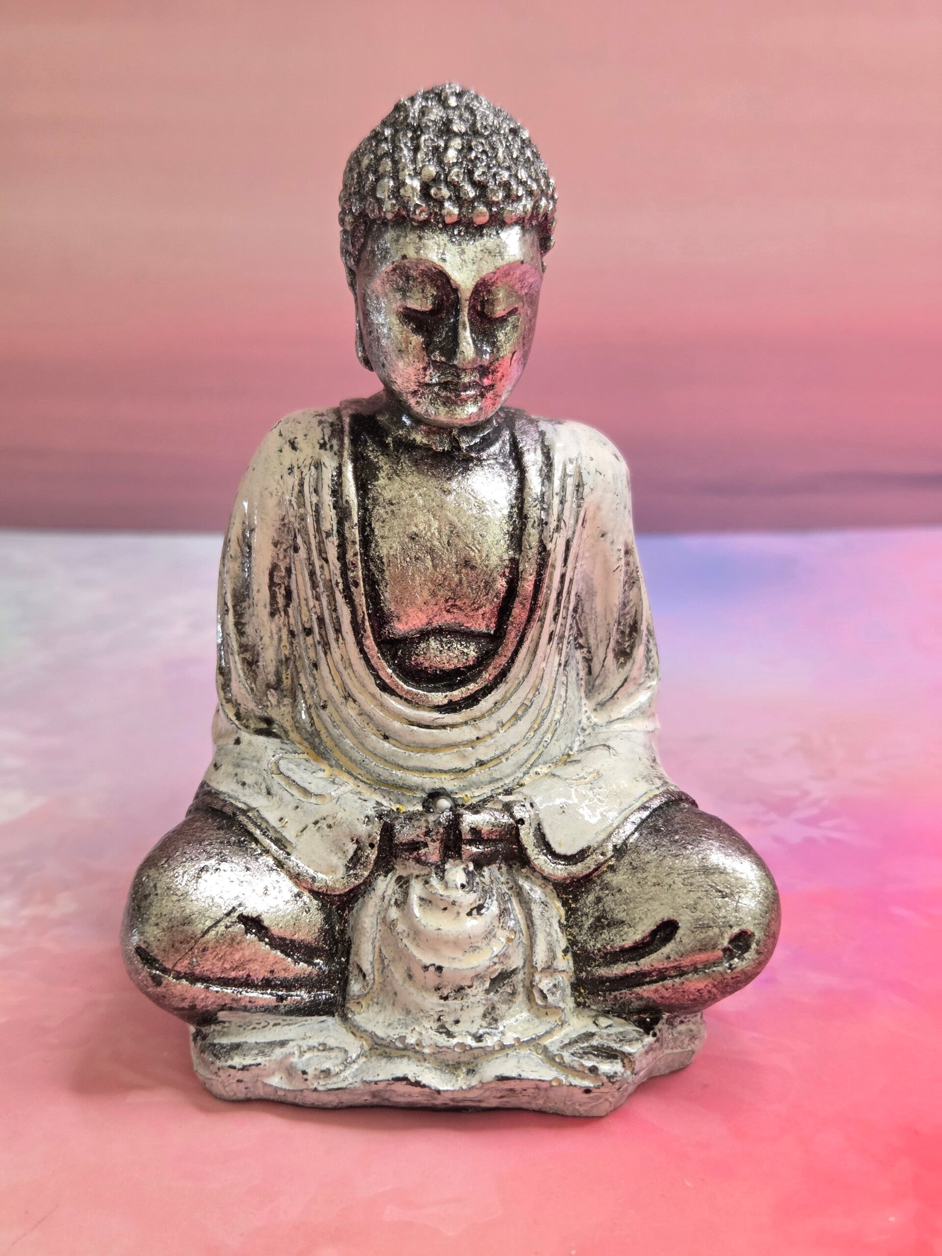 Boeddha beeld - wit-zilver