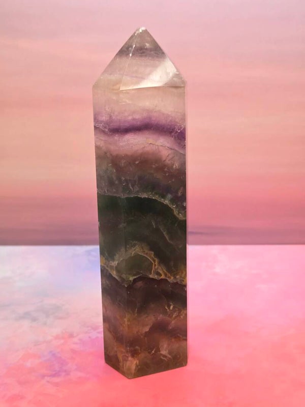 Regenboogfluoriet obelisk - Large