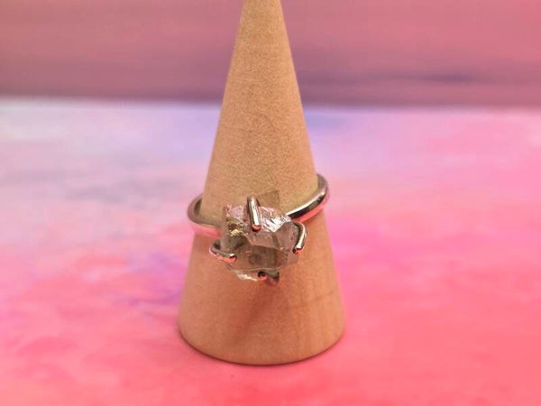 Prasioliet (groene amethist) ruwe ring