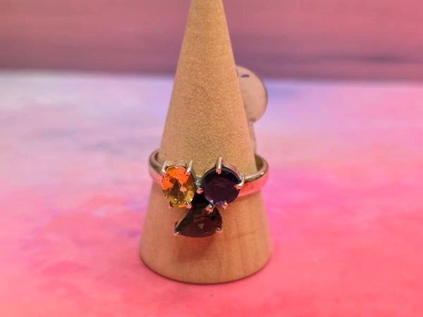 Amethist-Citrien-Rookkwarts ring