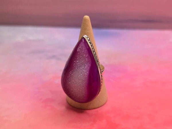 Agaat geverde ring - Met kristalisatie