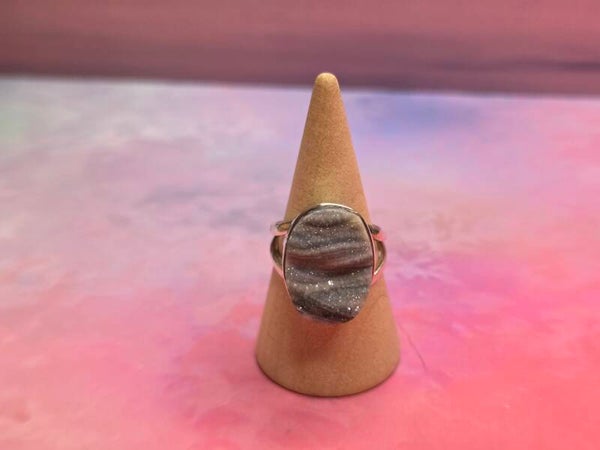Druzy chalcedoon / chalcedoonroos ring