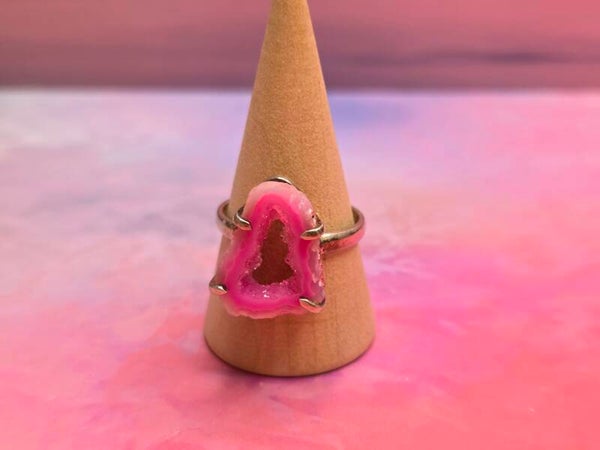 Agaat geverfde ring - geode kristallisatie