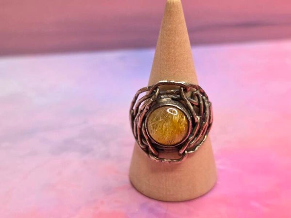 Gele rutielkwarts ring - Bijzonder design