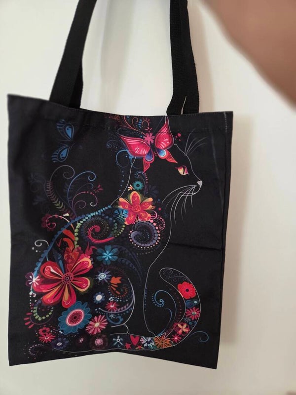 Tas - Kat met bloemen