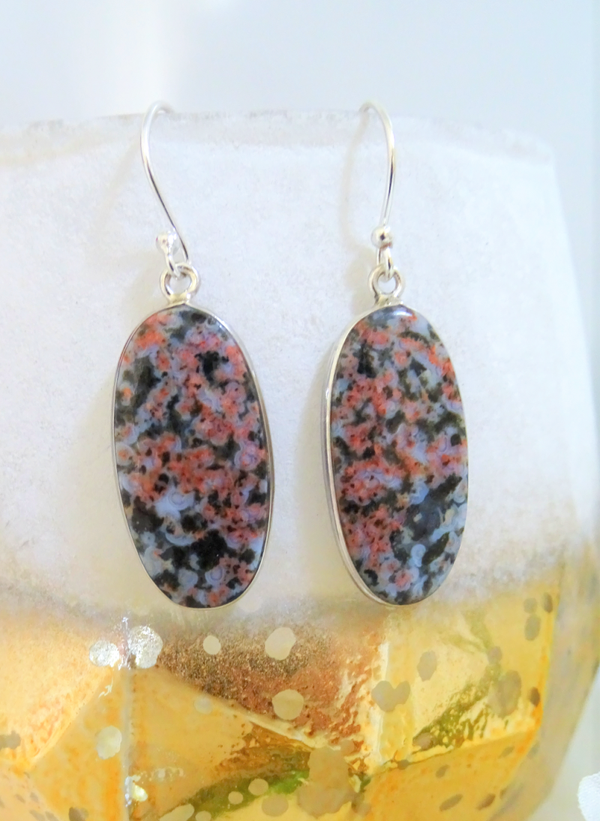 Jaspis zilveren oorhangers