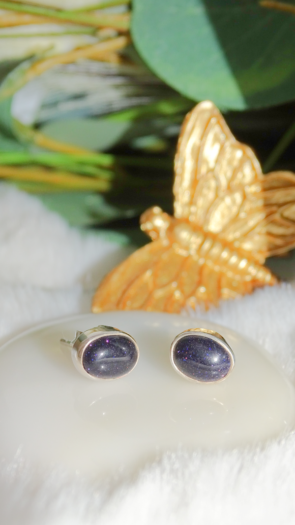 Goudsteen fijne, zilveren oorstekers