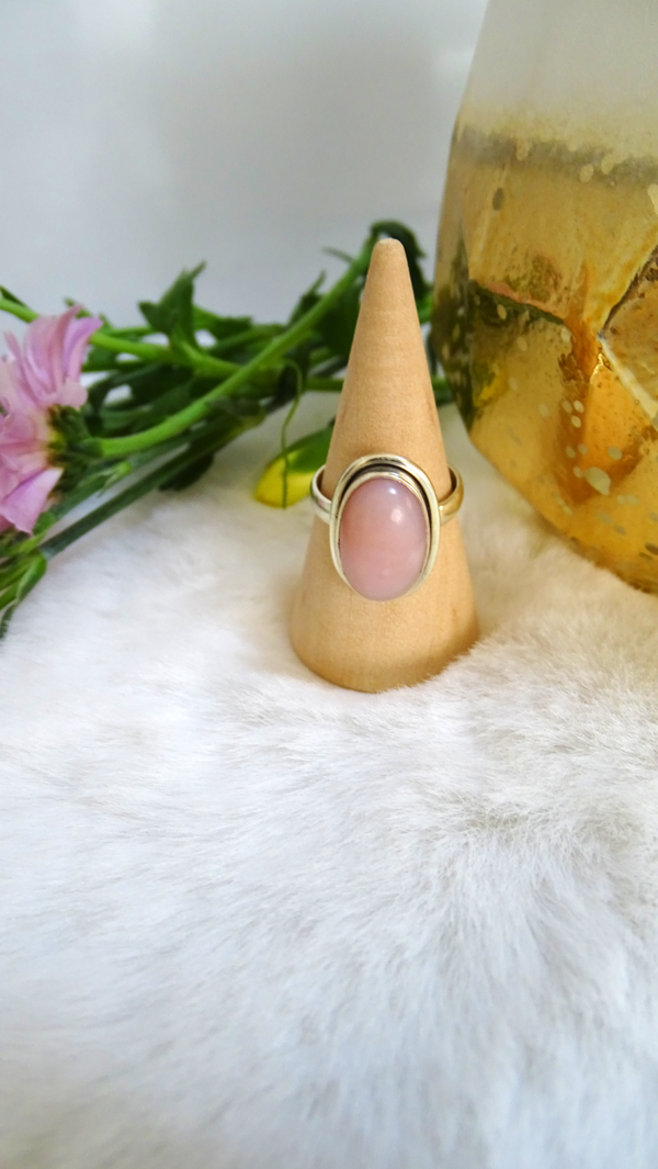 Opaal fijne, zilveren ring