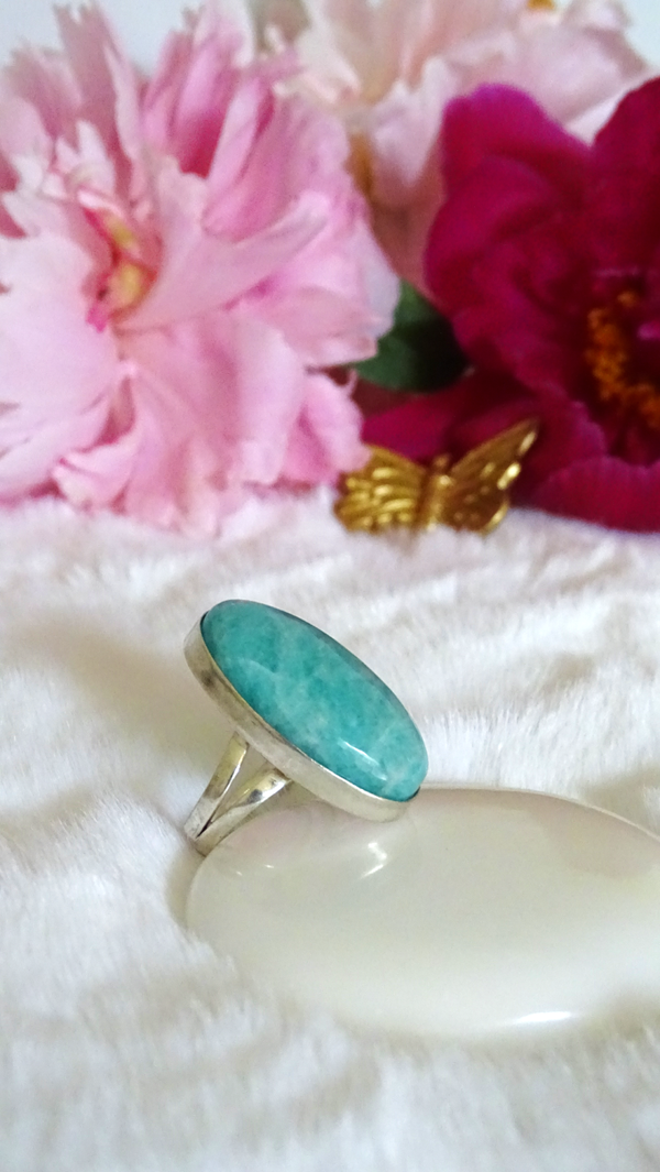 Amazoniet zilveren ring