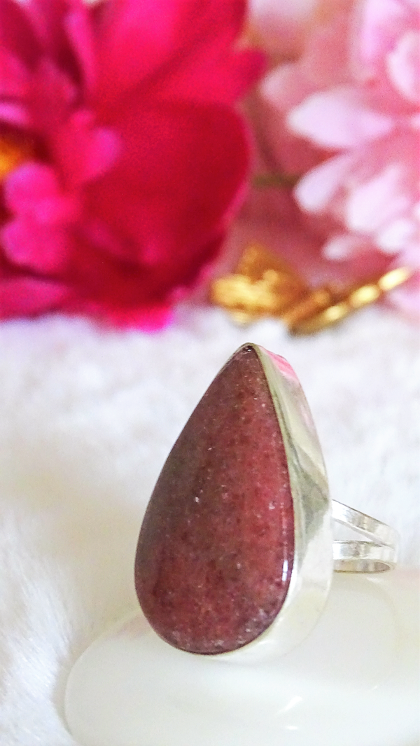 Rhodoniet zilveren ring