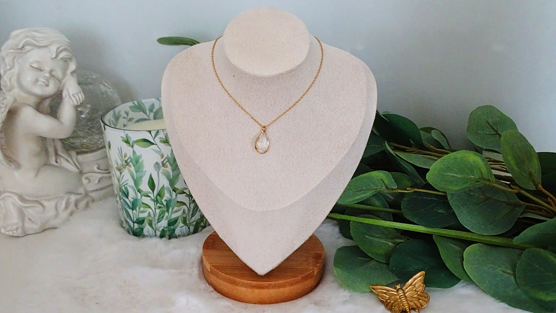 Bergkristal druppeltje goldplated