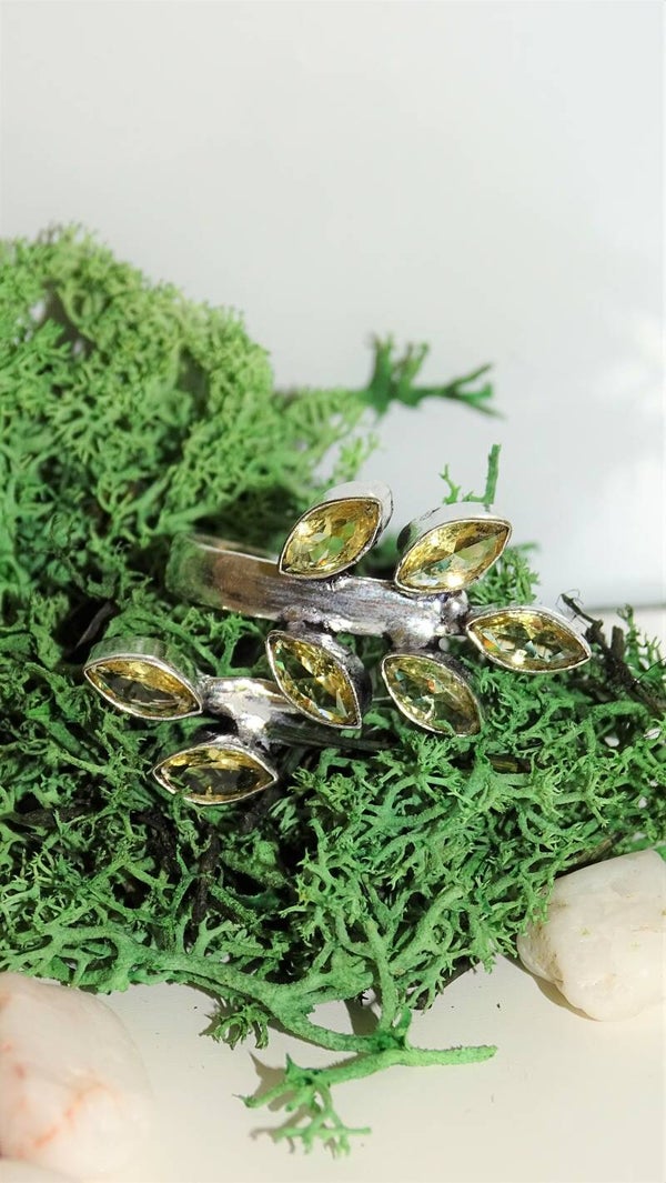 Citrien zilveren ring