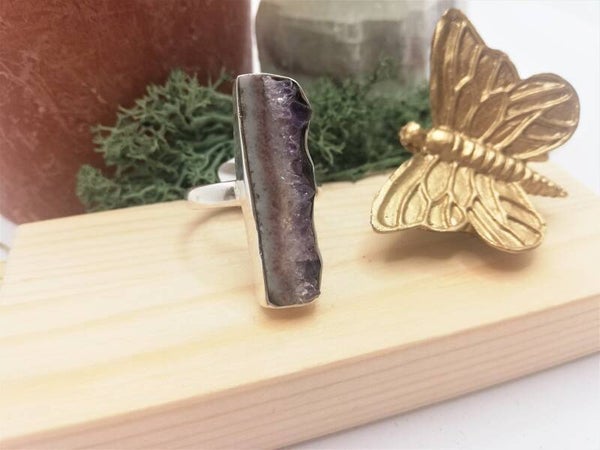Amethist stalactiet ring