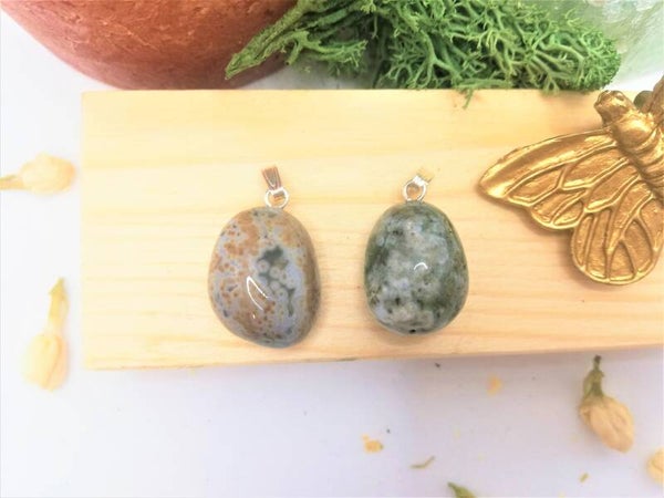 Oceaan jaspis hanger met oogje