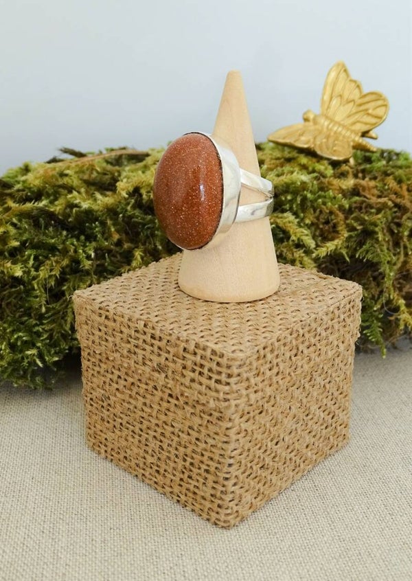 Goudsteen zilveren ring