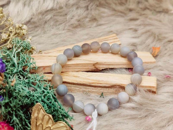 Grijze agaat armband