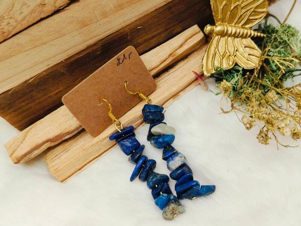 Lapis lazuli split oorhangers - goldplated