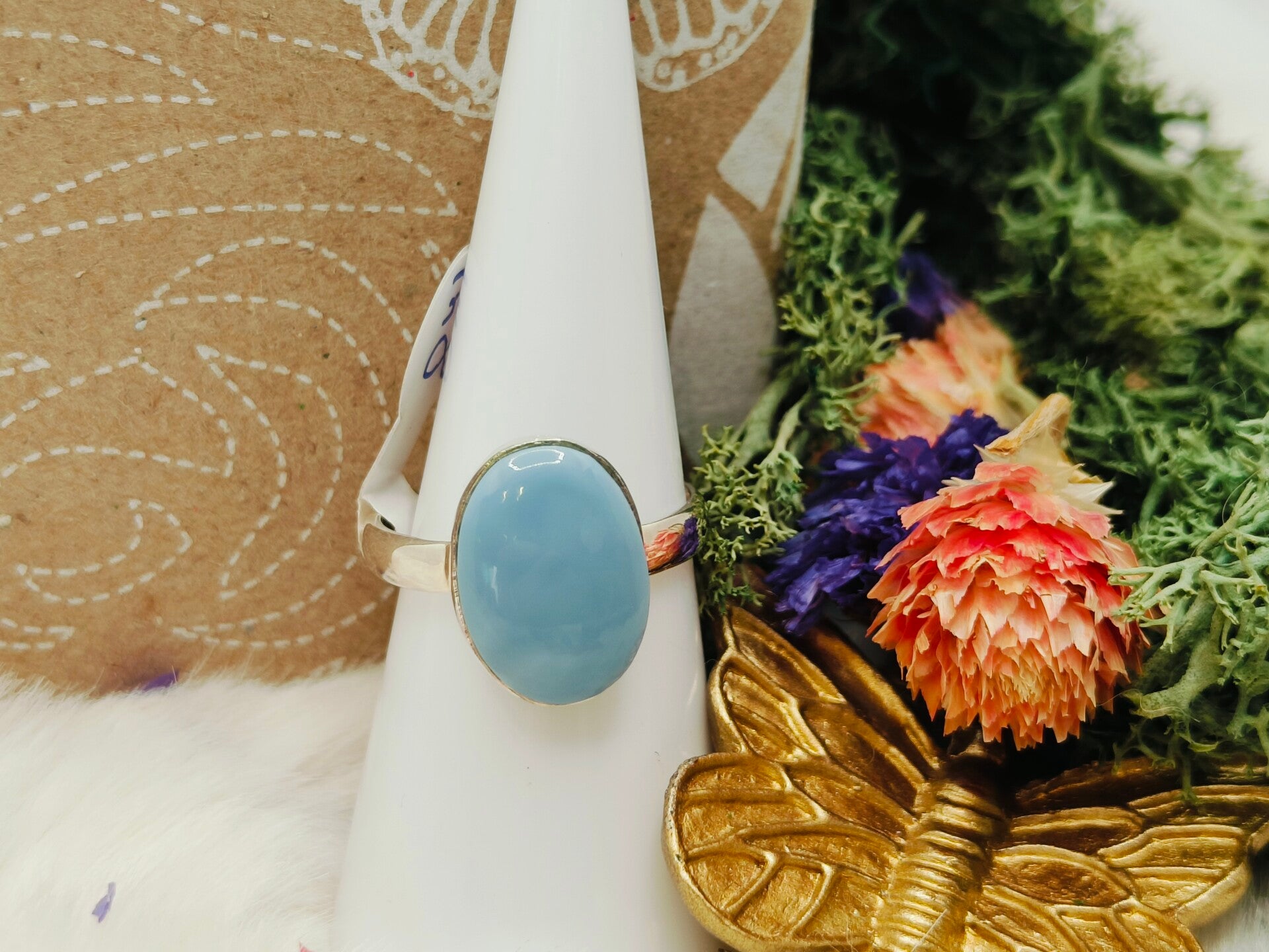 Blauwe owyhee opaal ring