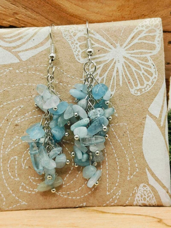 Aquamarijn splitoorhangers