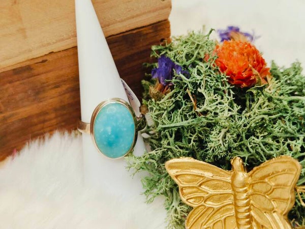 Blauwe smitsoniet ring