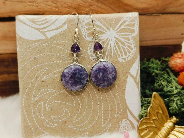 Lepidoliet oorhangers met amethist