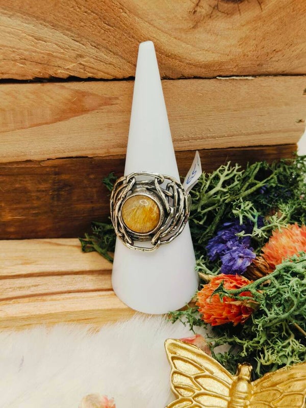 Gouden rutielkwarts ring