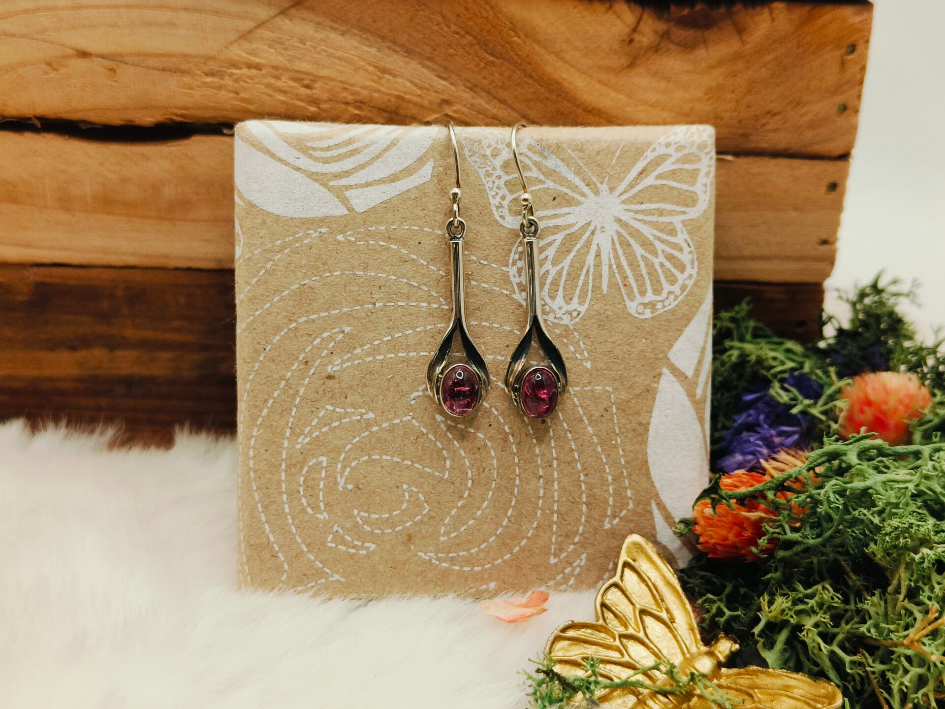 Roze toermalijn oorhangers