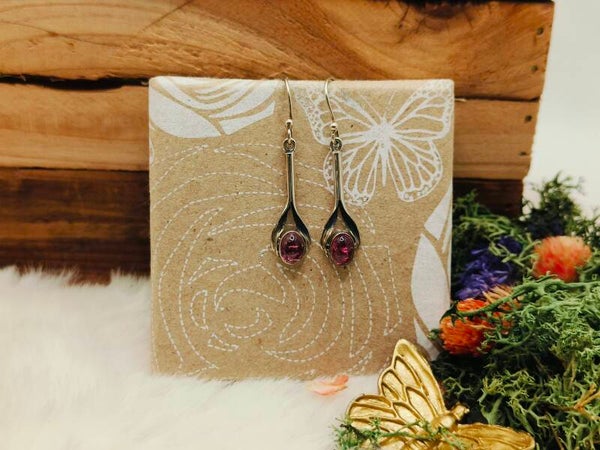 Roze toermalijn oorhangers