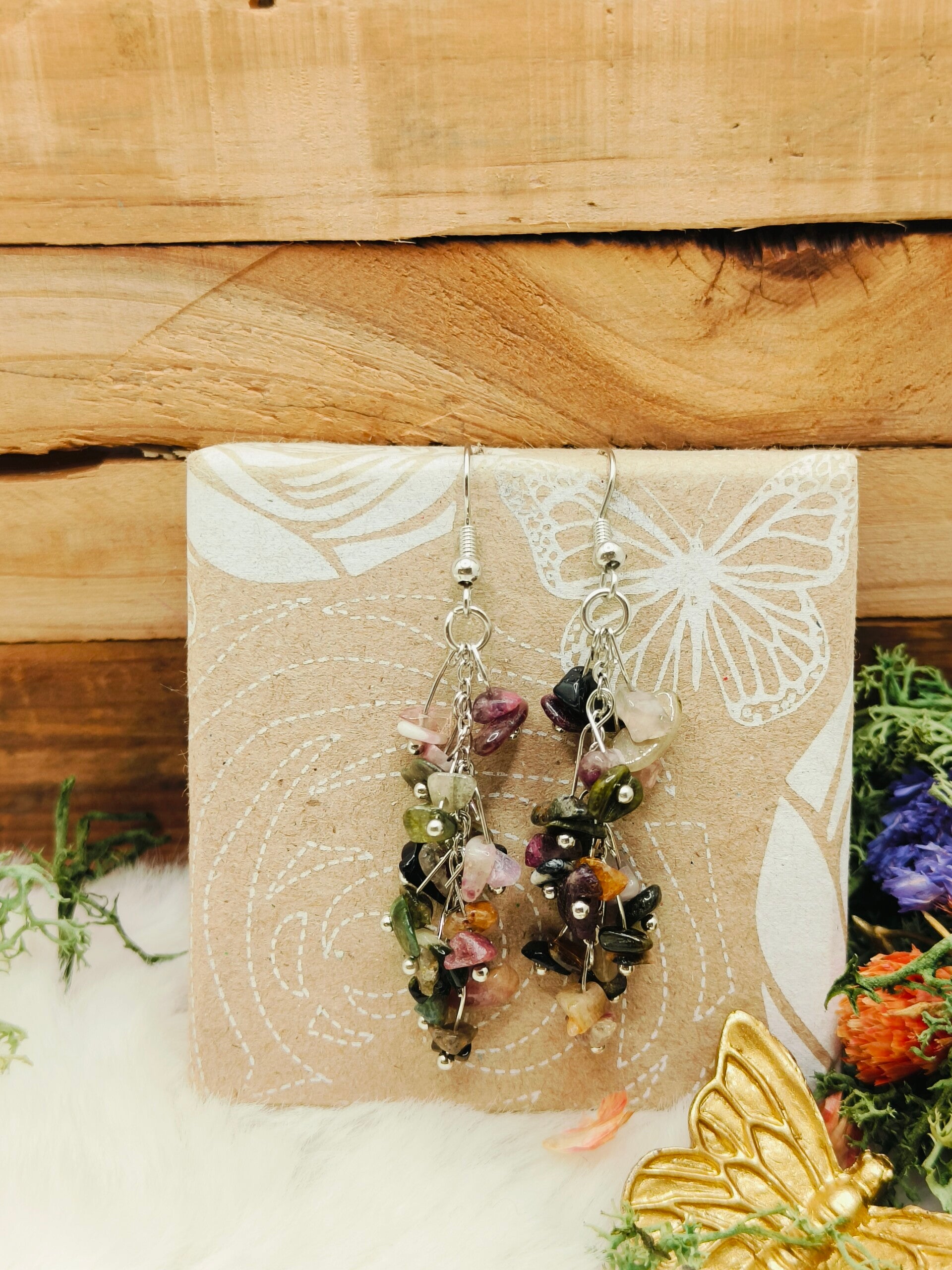 Multi toermalijn oorhangers split