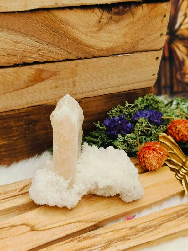 Roze (perzik) stilbiet cluster op matrix