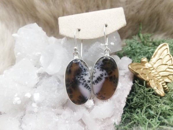 Dendriet agaat oorhangers