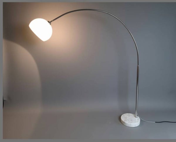 Chrome Arc Floor Lamp with Marble Base – Space Age Design
