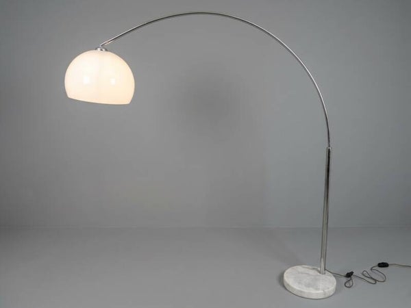 Vintage Chrome Arc Floor Lamp with Marble Base – 1970s Mid-Century Design