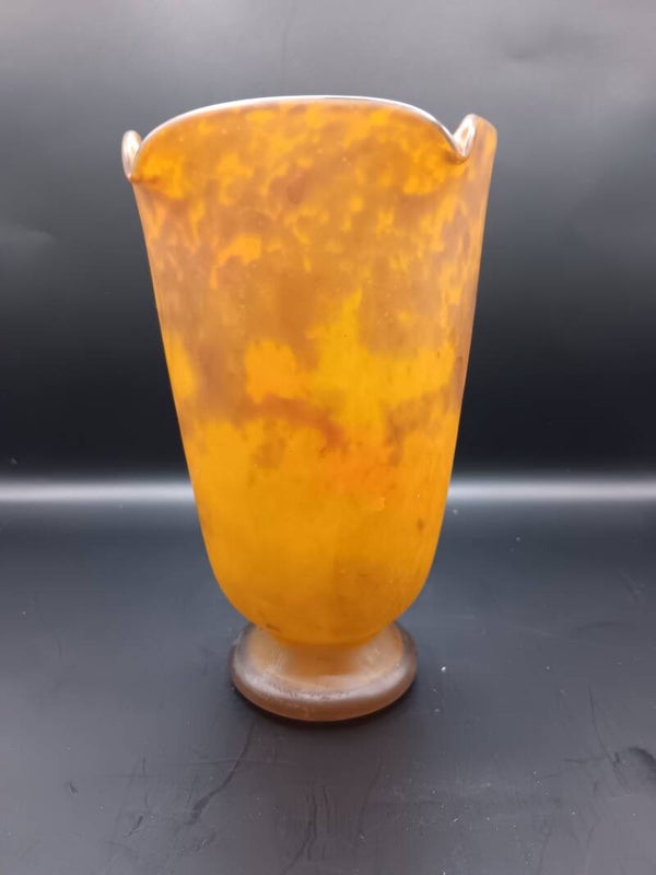 Muller Frères Lunéville Mottled Glass Vase, France, circa 1920s