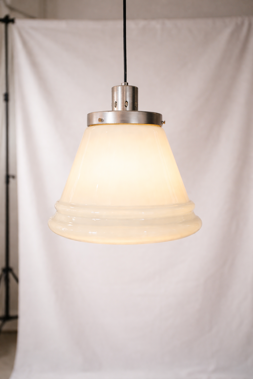 Vintage Opaline Glass Pendant Lamp - Art Deco Style - Antwerp Belgium