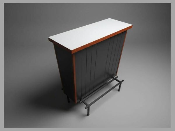 Belgian Modernist Home Bar in Teak and Steel, Attributed to De Coene, 1950s–60s