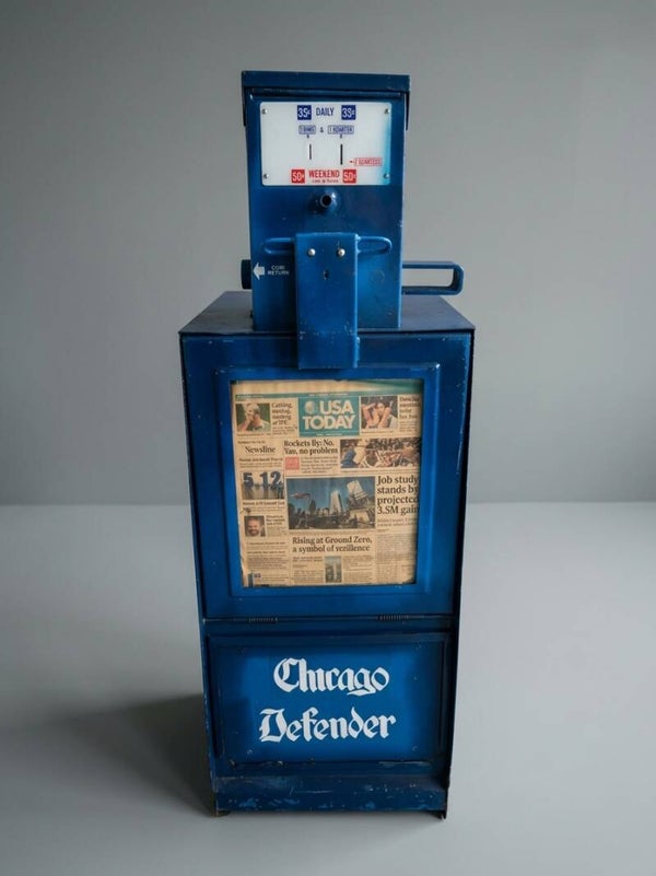 Vintage American Newspaper Vending Machine – Chicago Defender – Industrial Americana