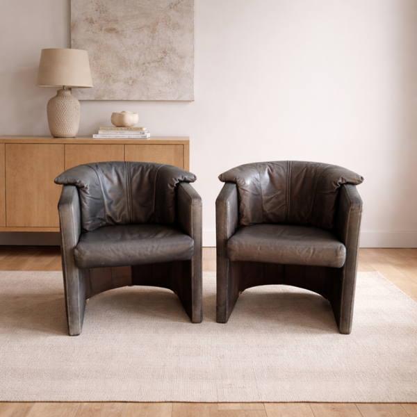 Rolf Benz 390 Leather Club Chairs set of 2,grey