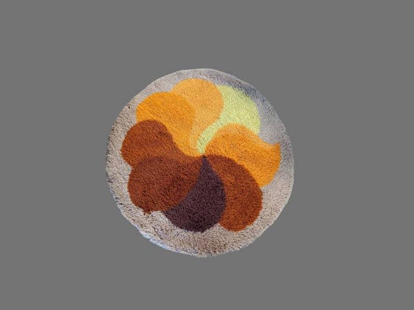 Vintage Desso High-Pile Round Rug – 1970s Abstract Design