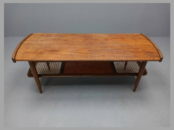 Louis van Teeffelen Reversible-Top Coffee Table No. 37 – Teak & Cane, Webe, Netherlands 1960s