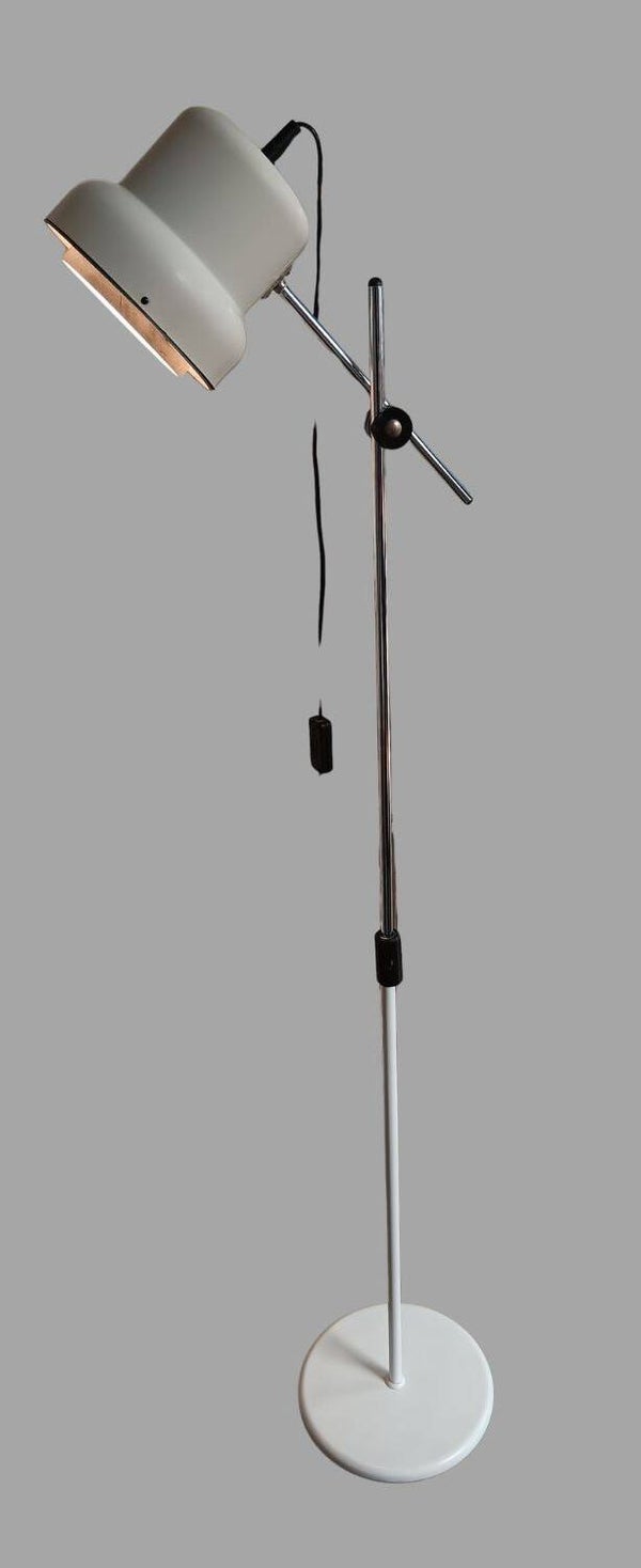 Jo Hammerborg 'Trombone' Floor Lamp for Fog & Mørup, Denmark 1960s – White Adjustable Mid-Century Reading Lamp