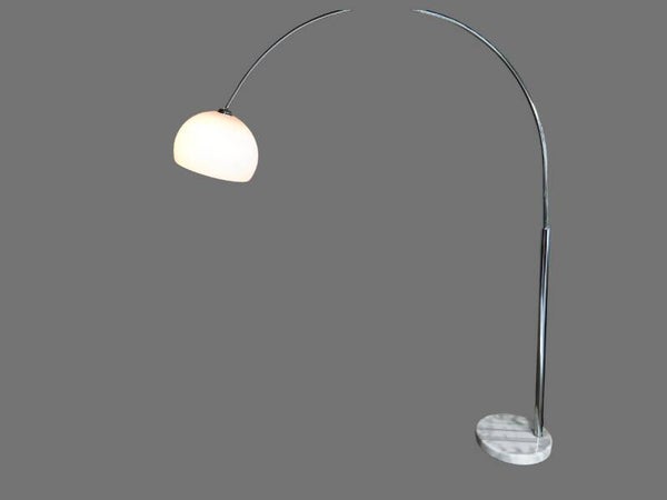 Kare Design Chrome Arc Floor Lamp with Marble Base & White Acrylic Shade