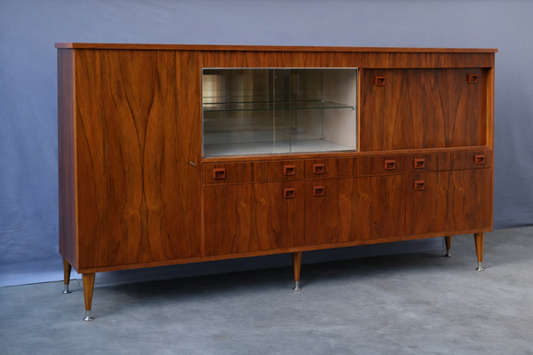 West German Palisander Highboard, 1960's, in the style of Mustering