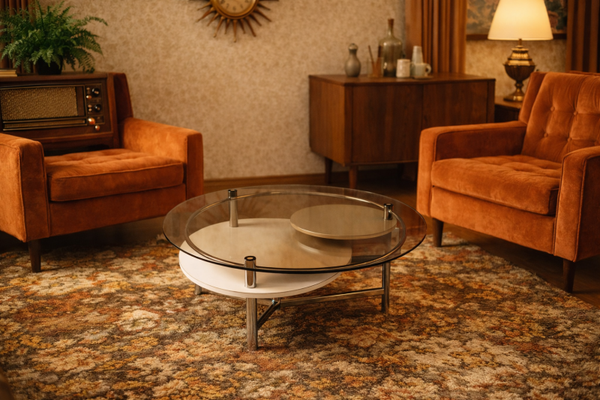 Vintage 1970s Space Age Modular Coffee Table with Smoked Glass and White Formica