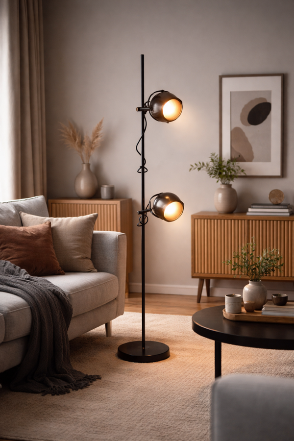 Vintage Space Age floor lamp with double adjustable spots