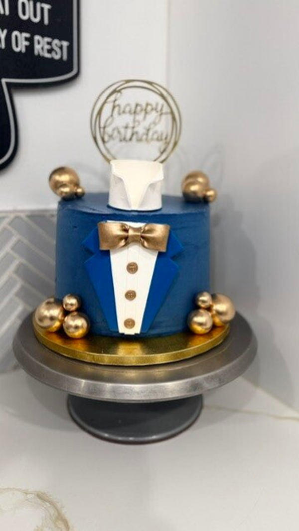 Custom Cake 3 layer 1 tier Suit & Tie