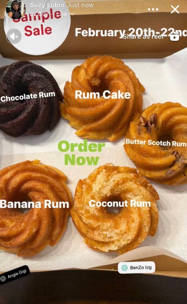 4 Mini Rum Cakes Weekend Menu Special