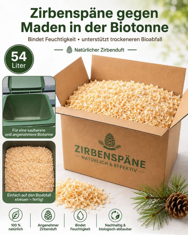 Gegen Maden in der Biotonne – Zirben-Trockenstreu