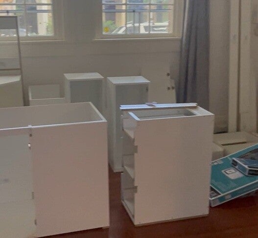 Kitchen cabinets on job site